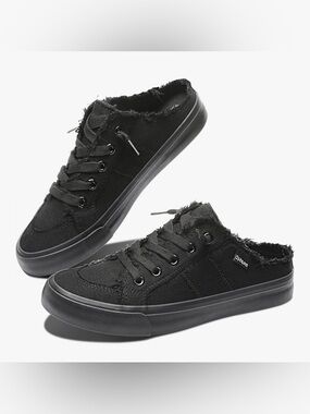 Obtaom Canvas Mules Sneakers Comfortable Slip-On Backless Shoes 10 NWOT black